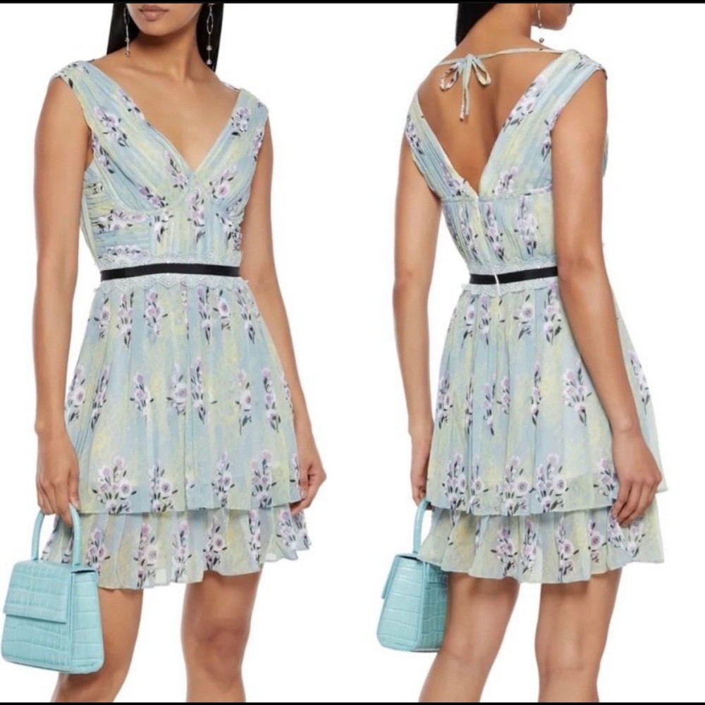 Self-Portrait Floral Chiffon Mini Dress